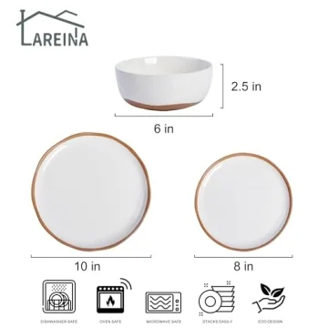 Lareina 12-Piece Ceramic Dinnerware Set, Safe & Durable