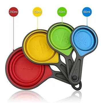 leepiya Measuring Cups and Spoons set, Collapsible Measuring Cups, 8 piece Measuring Tool Engraved M...