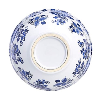 Amazon Basics Nesting Melamine Mixing Round Bowl with Lid and Non-Slip Base, 5 Sizes, Blue and White Floral, Set of 10, 4 quarts, 3 15/16",7 9/16",8 7/8",10",11 1/4"