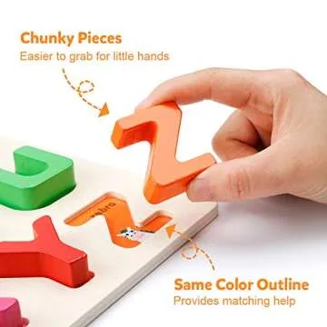 Coogam Wooden Alphabet Puzzle – ABC Letters Sorting Board Blocks Montessori Matching Game Jigsaw Educational Early Learning Toy Gift for Preschool Year Old Kids