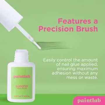 PaintLab Brush-On Nail Glue for Press-Ons, Professional Adhesive for Acrylic Nails, Vegan & Cruelty-Free, Easy Application, Long-Lasting, Fast-Drying, 0.21oz