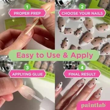 PaintLab Brush-On Nail Glue for Press-Ons, Professional Adhesive for Acrylic Nails, Vegan & Cruelty-Free, Easy Application, Long-Lasting, Fast-Drying, 0.21oz