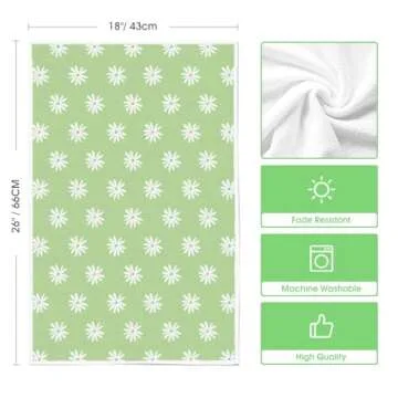 Green Home Sweet Home Flowers Summer Kitchen Towels Dish Towels, 18x26 Inch Seasonal Decoration Hand Towels Set of 2