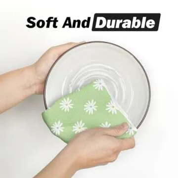 Green Home Sweet Home Flowers Summer Kitchen Towels Dish Towels, 18x26 Inch Seasonal Decoration Hand Towels Set of 2