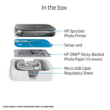 HP Sprocket Portable Color Photo Printer, Print Social Media Photos on 2x3" Sticky-Backed Paper - Black (X7N08A)