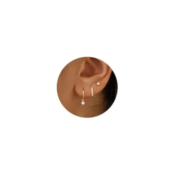 Freekiss Gold Stud Earrings for Women: Dainty 14K Gold Plated Hoop Sets