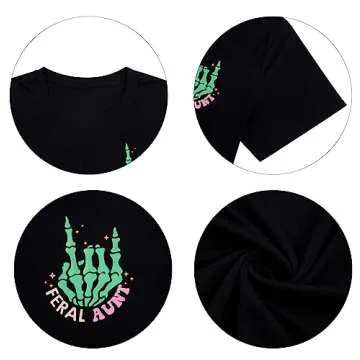 MOUSYA Somebody's Feral Aunt T-Shirt Retro Groovy Cool Aunts Club Shirt Funny Auntie Shirt Women Auntie Gifts Tee Black