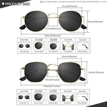 GRFISIA Small Round Polarized Sunglasses Women and Men Vintage Hexagon Square Sun glasses UV400 Protection