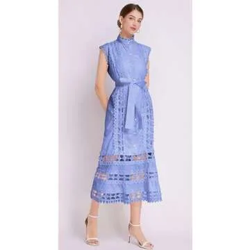 Stylish LAI MENG FIVE CATS Women's Hollow Out Midi Dress