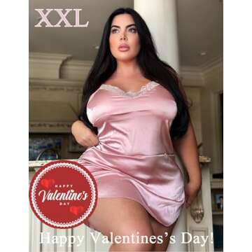 Avidlove Pink Babydoll Lingerie for Women - Satin Sleepwear