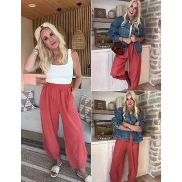 Xiaoxuemeng Women's Casual Elastic Wide Leg Pants