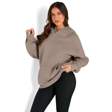 Oversized Fleece Hoodies for Women - Coffee Grey