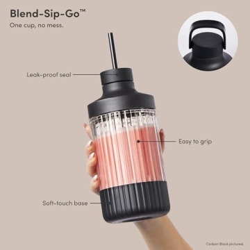 Beast Blender | Sleek Kitchen Countertop Design, Patented Blending Technology | Take Smoothies & Shakes To-Go with NEW Portable Straw Cap System (Carbon Black)