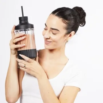 Beast Blender | Sleek Kitchen Countertop Design, Patented Blending Technology | Take Smoothies & Shakes To-Go with NEW Portable Straw Cap System (Carbon Black)