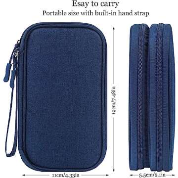 CAOODKDK Electronic Organizer Travel Cable Accessories Bag, Electronic Organizer Case, Electronic Accessories Organizer Bag for Power Bank, Charging Cords, USB Cable, Earphones (Navy Blue)