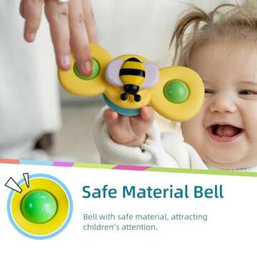 LiKee Strong Suction Cup Fidget Spinnerz Sensory Bath Toys for Baby 12 18 Months Airplane Car Travel Table & Window Toys for 1 2 Year Old Toddler Boys and Girls (Insect-1)