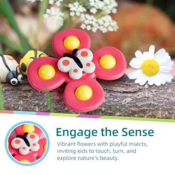LiKee Strong Suction Cup Fidget Spinnerz Sensory Bath Toys for Baby 12 18 Months Airplane Car Travel Table & Window Toys for 1 2 Year Old Toddler Boys and Girls (Insect-1)