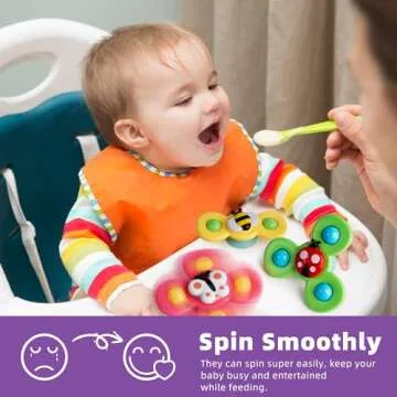 LiKee Strong Suction Cup Fidget Spinnerz Sensory Bath Toys for Baby 12 18 Months Airplane Car Travel Table & Window Toys for 1 2 Year Old Toddler Boys and Girls (Insect-1)