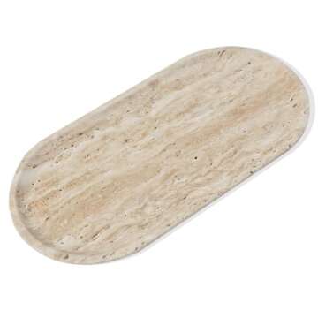 Natural Beige Travertine Marble Luxury Tray,for Kitchen Sink,Bathroom Soap Bottles,Makeup,Towel Organizer Tray