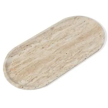 Natural Beige Travertine Marble Luxury Tray,for Kitchen Sink,Bathroom Soap Bottles,Makeup,Towel Organizer Tray