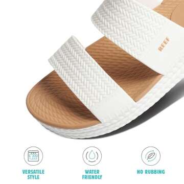 Reef Women's Water Vista Slide Sandal, White/Tan, 7