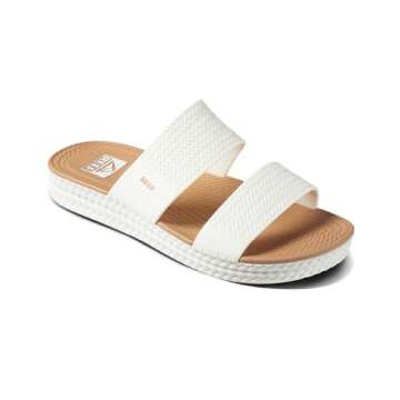 Reef Women's Water Vista Slide Sandal, White/Tan, 7