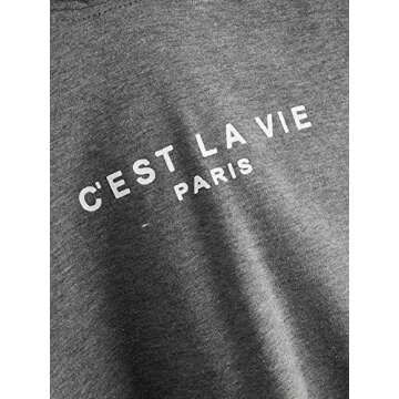 SweatyRocks Women's Letter Print Casual Long Sleeve Crop Top Sweatshirt Hoodies Grey-2