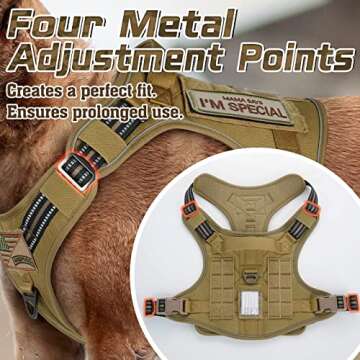 rabbitgoo Tactical Dog Harness with Molle for Large Dogs, Adjustable, No Pull Military Vest