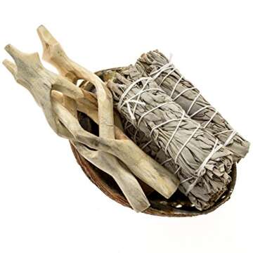 Premium Bundle with 5 Inch or Larger Abalone Shell, Natural Wooden Tripod Stand, and 3 California White Sage Smudge Sticks for Incense Burning, Home Fragrance, Energy Clearing, Yoga, Meditation