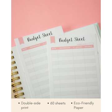Lamare Set of 60 Spending Tracker A6 Budget Sheets I Expense Tracker for Budget Planner Binder - Use with Budget Tracker, A6 Cash Envelopes, A6 Planner - Size 3.2” x 6.6” - A6 Budget Binder Inserts