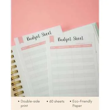 Lamare Set of 60 Spending Tracker A6 Budget Sheets I Expense Tracker for Budget Planner Binder - Use with Budget Tracker, A6 Cash Envelopes, A6 Planner - Size 3.2” x 6.6” - A6 Budget Binder Inserts