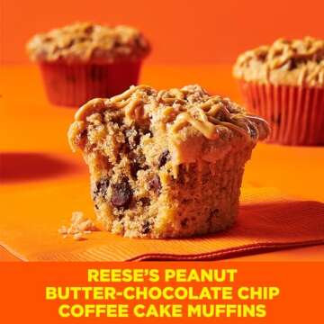 Betty Crocker REESE'S Peanut Butter Coffee Cake Mix with Mini REESE'S Peanut Butter Chips and Brown Sugar Streusel Topping, Holiday Baking, 14.2 oz