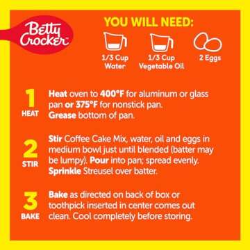 Betty Crocker REESE'S Peanut Butter Coffee Cake Mix with Mini REESE'S Peanut Butter Chips and Brown Sugar Streusel Topping, Holiday Baking, 14.2 oz
