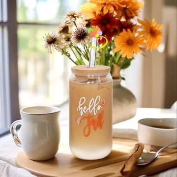 ANOTION Fall Coffee Cups - Fall Decor Pumpkin Mug Fall Coffee Mug Iced Coffee Cups Unique Autumn Decor Pumpkin Decorations Thanksgiving Tumbler Fall Wedding Tumbler Can Shaped Fall Cups - 18oz