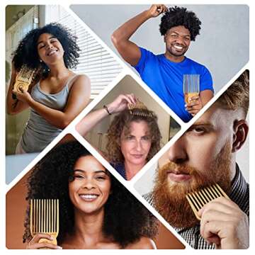 Controlled Chaos As Seen on Shark Tank Big Detangling Comb Hair Pick – Anti Static Bamboo Hair Pick for Thick Curly Hair, Long Tooth Detangler Wooden Comb for Men, Women & Kids