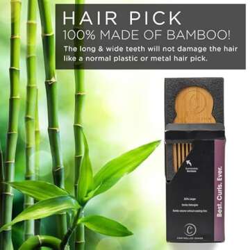 Controlled Chaos As Seen on Shark Tank Big Detangling Comb Hair Pick – Anti Static Bamboo Hair Pick for Thick Curly Hair, Long Tooth Detangler Wooden Comb for Men, Women & Kids