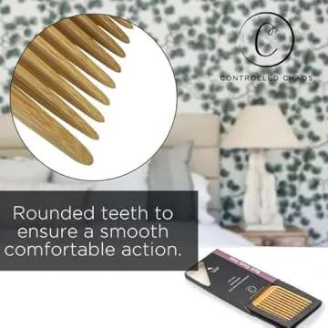 Controlled Chaos As Seen on Shark Tank Big Detangling Comb Hair Pick – Anti Static Bamboo Hair Pick for Thick Curly Hair, Long Tooth Detangler Wooden Comb for Men, Women & Kids