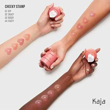 KAJA Blusher - Cheeky Stamp 03 Bossy | Buildable & Blendable Shade with Heart-shaped Applicator, Sunkissed Finish, Travel size, Hygienic, Easy to use, Portable, 0.17 Oz