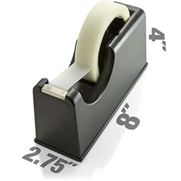 Officemate 2-in-1 Heavy Duty Tape Dispenser 1-Inch and 3-Inch Core, Black (96699)