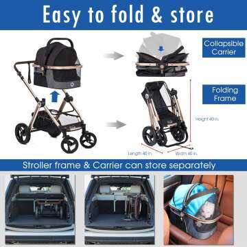 Pet Rover Prime 3-in-1 Pet Stroller for Travel