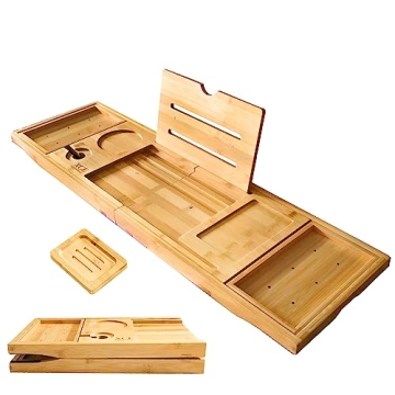 Luxury Bamboo Bathtub Tray - Expandable for Relaxation
