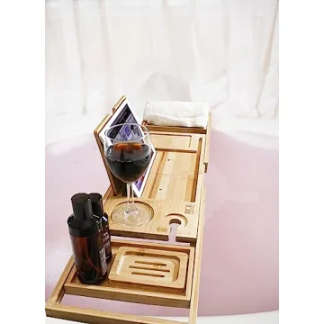 Luxury Bamboo Bathtub Tray - Expandable for Relaxation