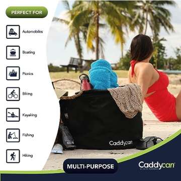 Caddycan - Portable Trash Can for Boating | Tough and Durable Storage Bag for Use with Kayaking, Camping, Hiking, Beach, Fishing | Collapsible, Multi-Purpose (Marine Blue, Large)