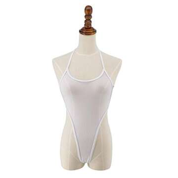 SHERRYLO Sheer Bikini One Piece Monokini Swimsuit See Through Micro Bikinis for Women Sexy G String Thong See Thru Mesh Bathing Suit