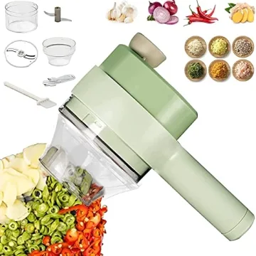 Kitchen Goods Electric Vegetable Cutter Set - 4 in 1 Portable & Rechargeable Food Processor & Choppe...