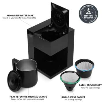 Fellow Aiden Precision Coffee Maker - 10-Cup Thermal Carafe, Built-In Brewing Guidance, Scheduling, ...