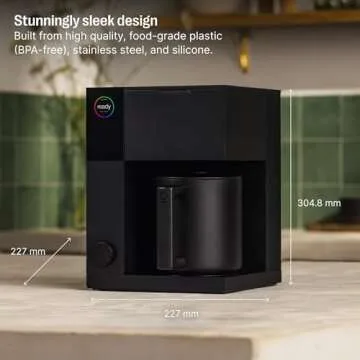 Fellow Aiden Precision Coffee Maker - 10-Cup Thermal Carafe, Built-In Brewing Guidance, Scheduling, Removable Water Tank, Matte Black