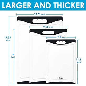 Kikcoin Cutting Board Set of 3, Extra Large with Juice Groove