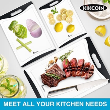 Kikcoin Cutting Board Set of 3, Extra Large with Juice Groove