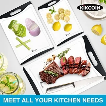 Kikcoin Cutting Board Set of 3, Extra Large with Juice Groove